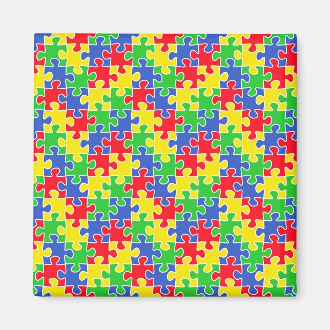 Imán Colores primarios brillantes Piezas de rompecabeza (Frente)