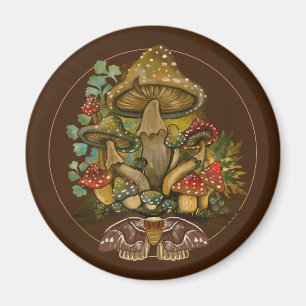 Imán Colores retro vintage Mushroom & Moth Art