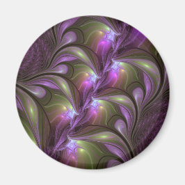 Imán Colorful Abstract Violet Purple Khaki Fractal Art