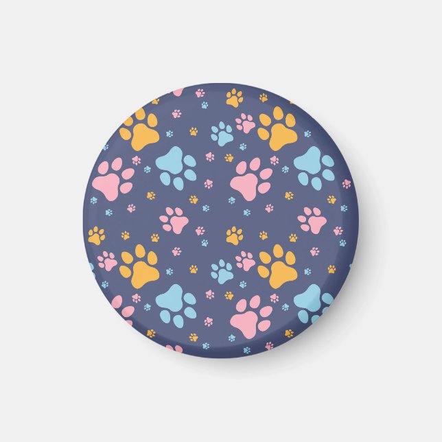 Imán Colorful Animal Paw Prints Pattern (Frente)
