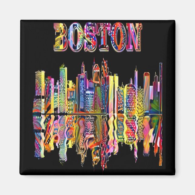 Imán Colorful Cityscape of Boston (Frente)