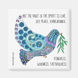 Imán Colorful Dove w Verse about peace (Galatians 5:22)