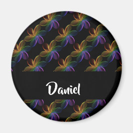 Imán Colorful floral print on black