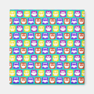 Imán Colorful Owl Pattern