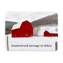 Imán Colorful Picturesque Winter Snowy Red Barn Farm