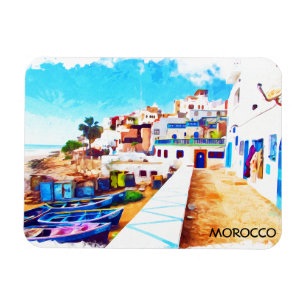Imán Colorida acuarela de viajes de Marruecos
