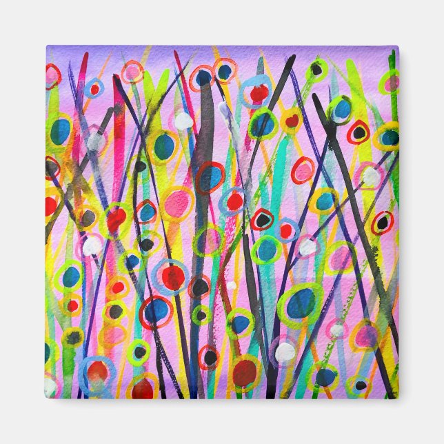 Imán colorida acuarela del paisaje de arte abstracto (Frente)