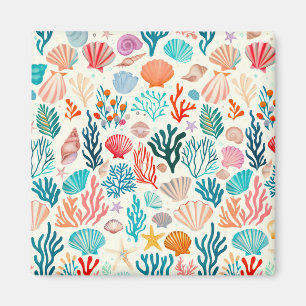 Imán Colorida concha de coral tropical de verano