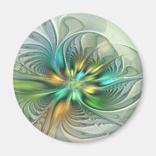 Imán Colorida Fantasía Moderna Abstracto Flor Fractal