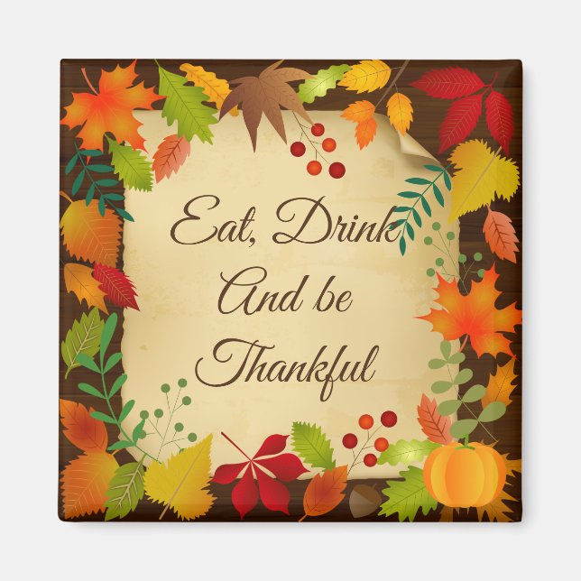 Imán Colorida Foliage De Otoño Para Acción De Gracias (Frente)