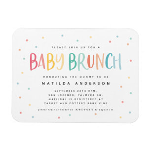 Imán Colorida invitación al brunch de bebé con arco iri