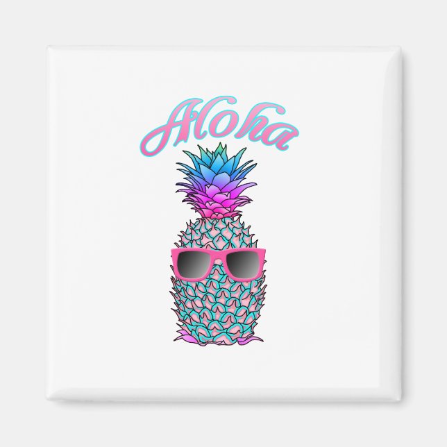 Imán Colorida piña Hawaian Aloha (Frente)