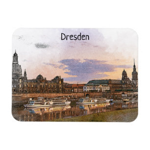 Imán Colorida vista de Dresden Germany Elbe Panorama