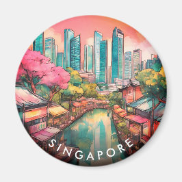 Imán Colorida vista de la ciudad de Singapur