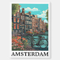 Colorida vista del canal Vintage Amsterdam Países