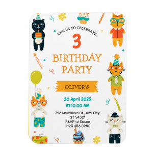 Imán Coloridas gatos banales de 3 cumpleaños