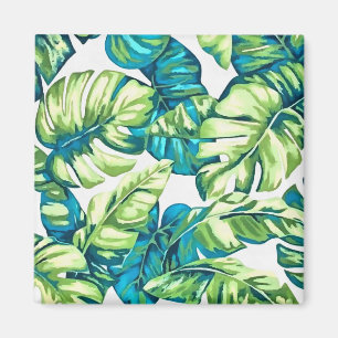 Imán Coloridas hojas tropicales de Banana y Monstera