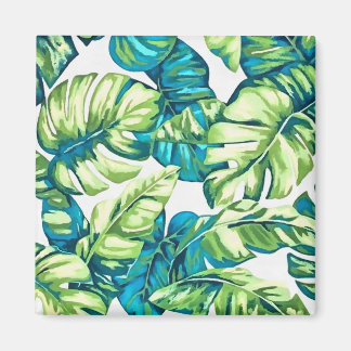 Imán Coloridas hojas tropicales de Banana y Monstera