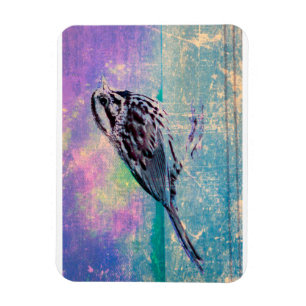Imán Colorido Abstract Bird Art: Vibrant Songbird