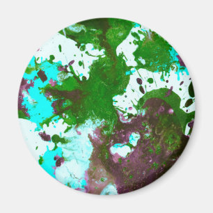 Imán Colorido Abstract Splatter Paint Green y Purple