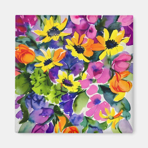 Imán Colorido acuarela Arte floral