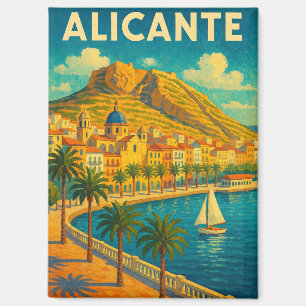Imán Colorido Alicante España Vintage Travel Magnet
