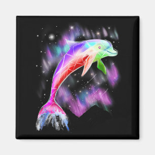 Imán colorido arco iris delfín rosa espacio de galaxia