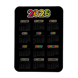 Imán Colorido calendario negro 2025