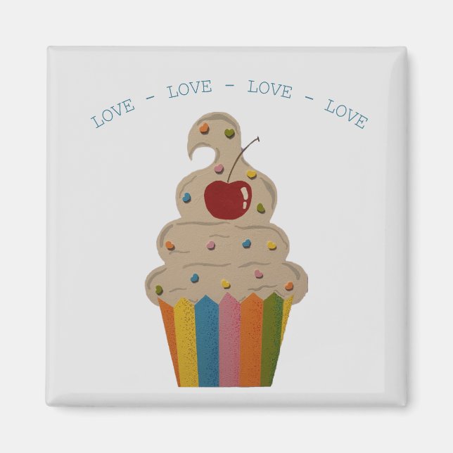 Imán Colorido Cupcake Love Magnet (Frente)