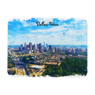 Imán Colorido Dallas Texas Panorama City View