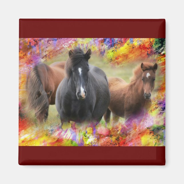 Imán Colorido de caballos (Frente)