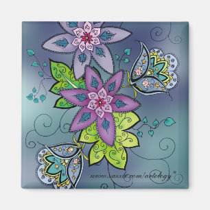 Imán colorido de Tulps (cuadrado)