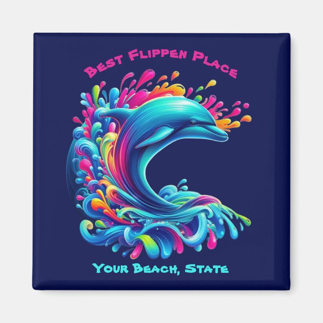 Imán Colorido delfín Splash (Frente)