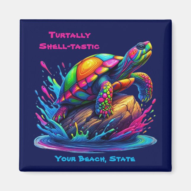 Imán Colorido Esplash de tortuga (Frente)