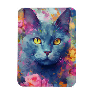 Imán Colorido gato azul ruso