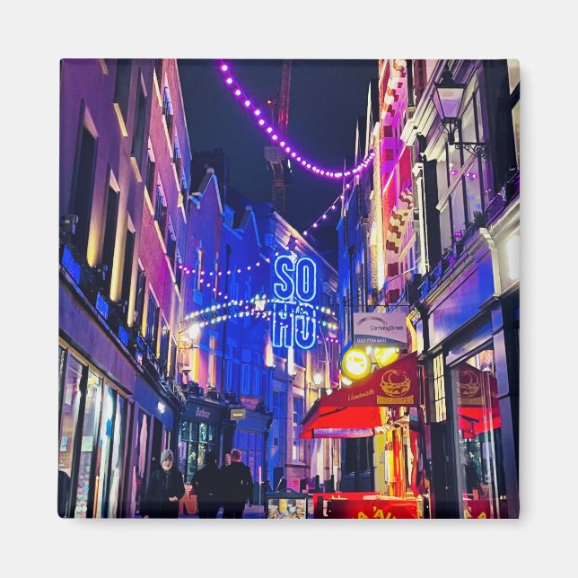 Imán Colorido London Magnet Soho, Inglaterra (Frente)