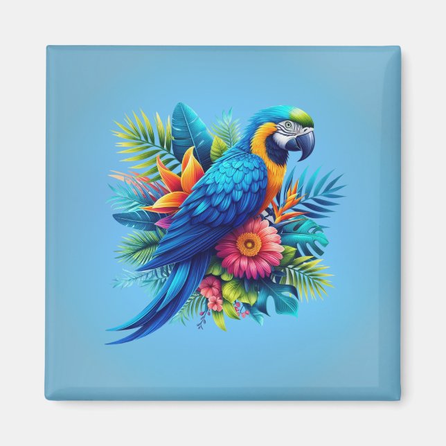 Imán Colorido macao tropical azul (Frente)