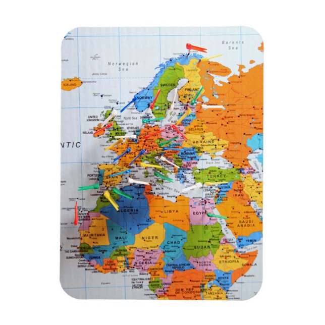 Imán Colorido mapa de viajes (Vertical)