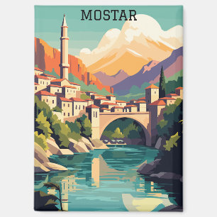 Imán Colorido Mostar Bosnia Herzegovina Viaje de época