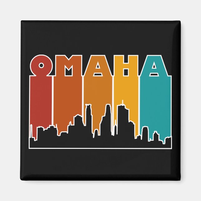 Imán Colorido Omaha Nebraska Retro Sunset (Frente)
