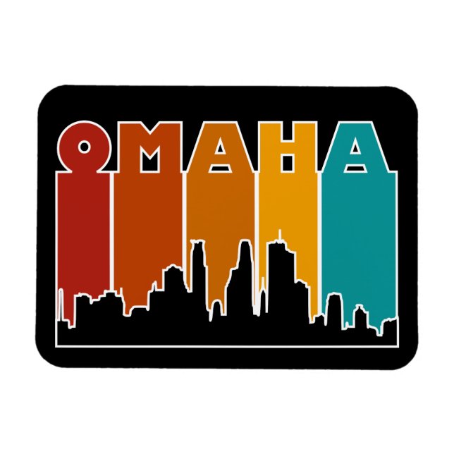 Imán Colorido Omaha Nebraska Retro Sunset (Horizontal)