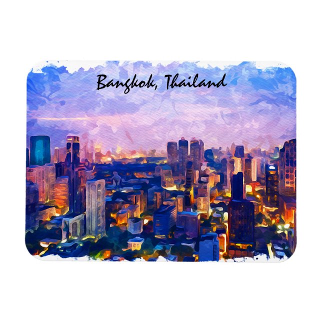 Imán Colorido paisaje urbano de Bangkok Tailandia (Horizontal)