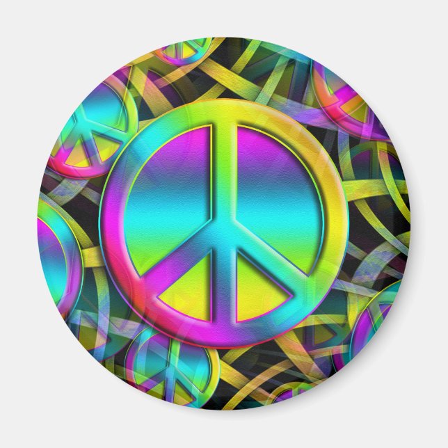 Imán Colorido patrón de PAZ sin fisuras + tus ideas (Frente)