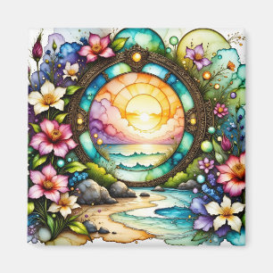Imán Colorido Portal del Océano de Flores Silvestres