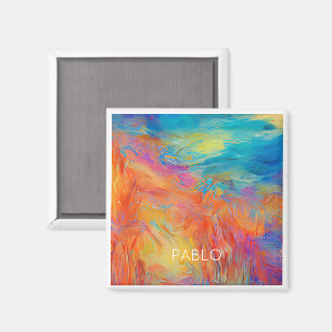 Imán Colorido Resumen Artista Pintar Diversión NOMBRE M