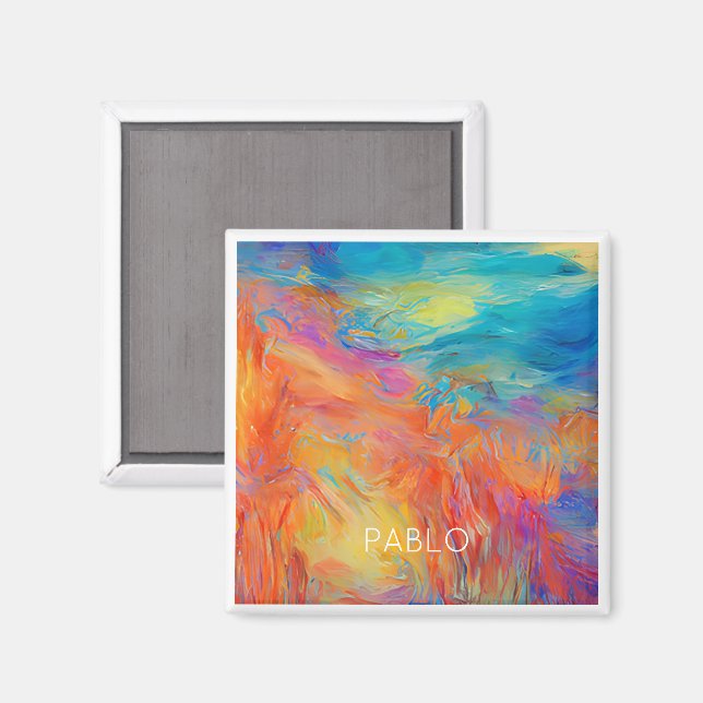 Imán Colorido Resumen Artista Pintar Diversión NOMBRE M (Anverso/Reverso)