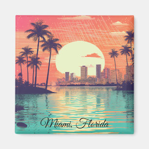 Imán Colorido Retro Vintage Viajes Miami Florida