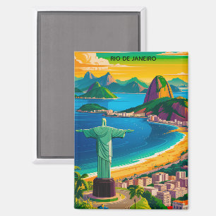 Imán Colorido Rio de Janeiro Vintage Cristo Redentor