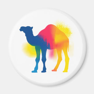Imán Colorido Spray Paint Camel Silhouette Round