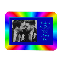 Imán Colorido y brillante Boda arcoiris gracias